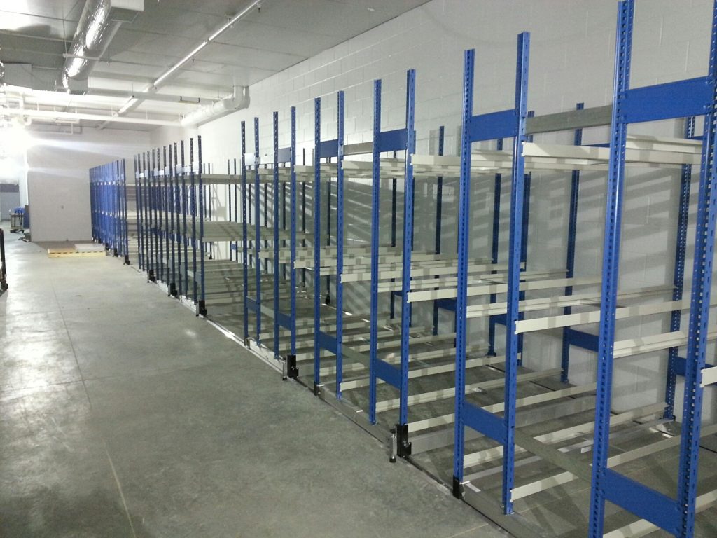 Mobile Shelving - Steel shelving displayed