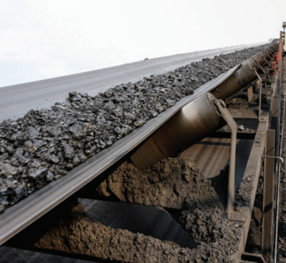 Sediment on conveyor belt