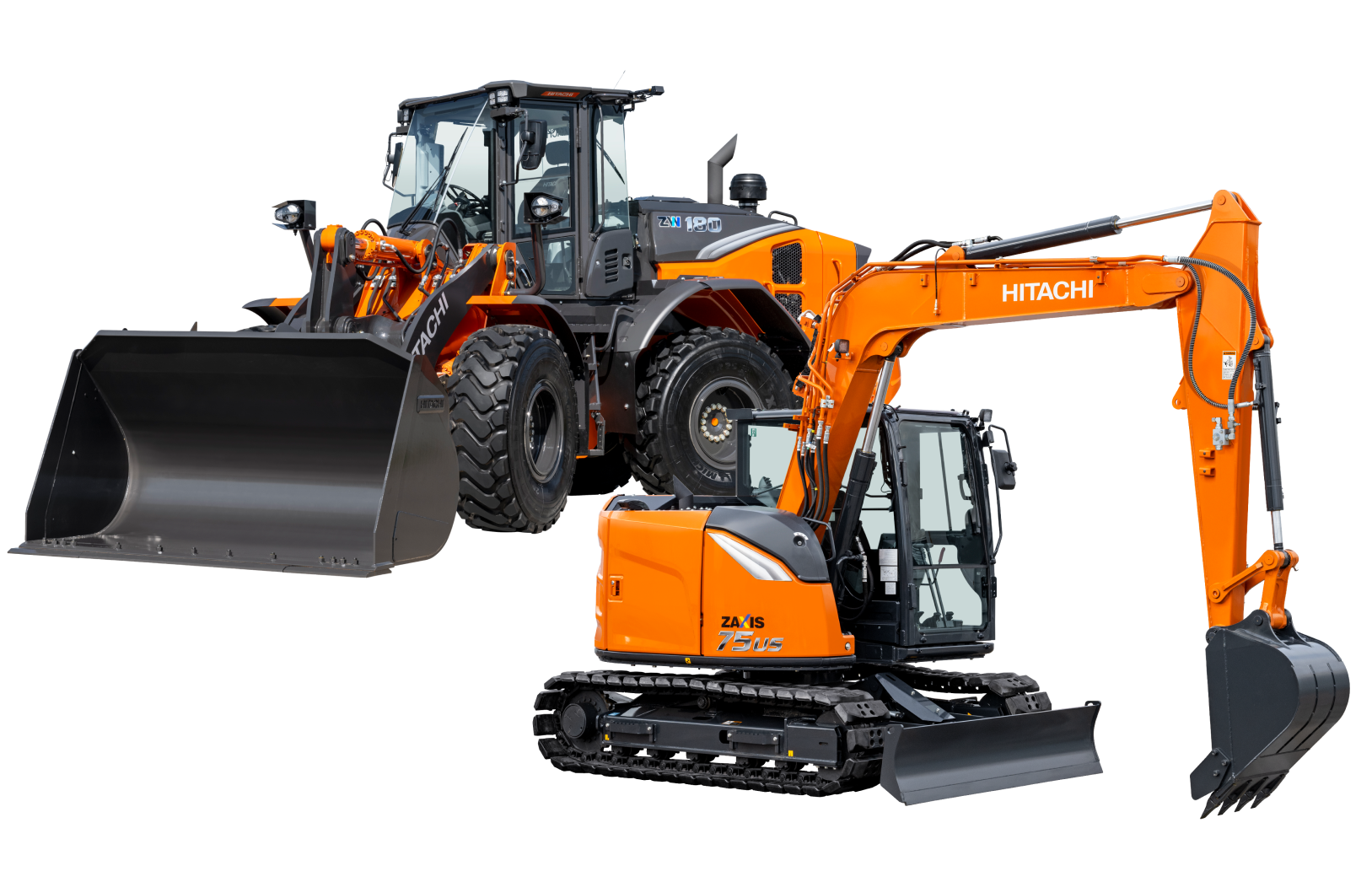 Hitachi wheel loader and compact excavator